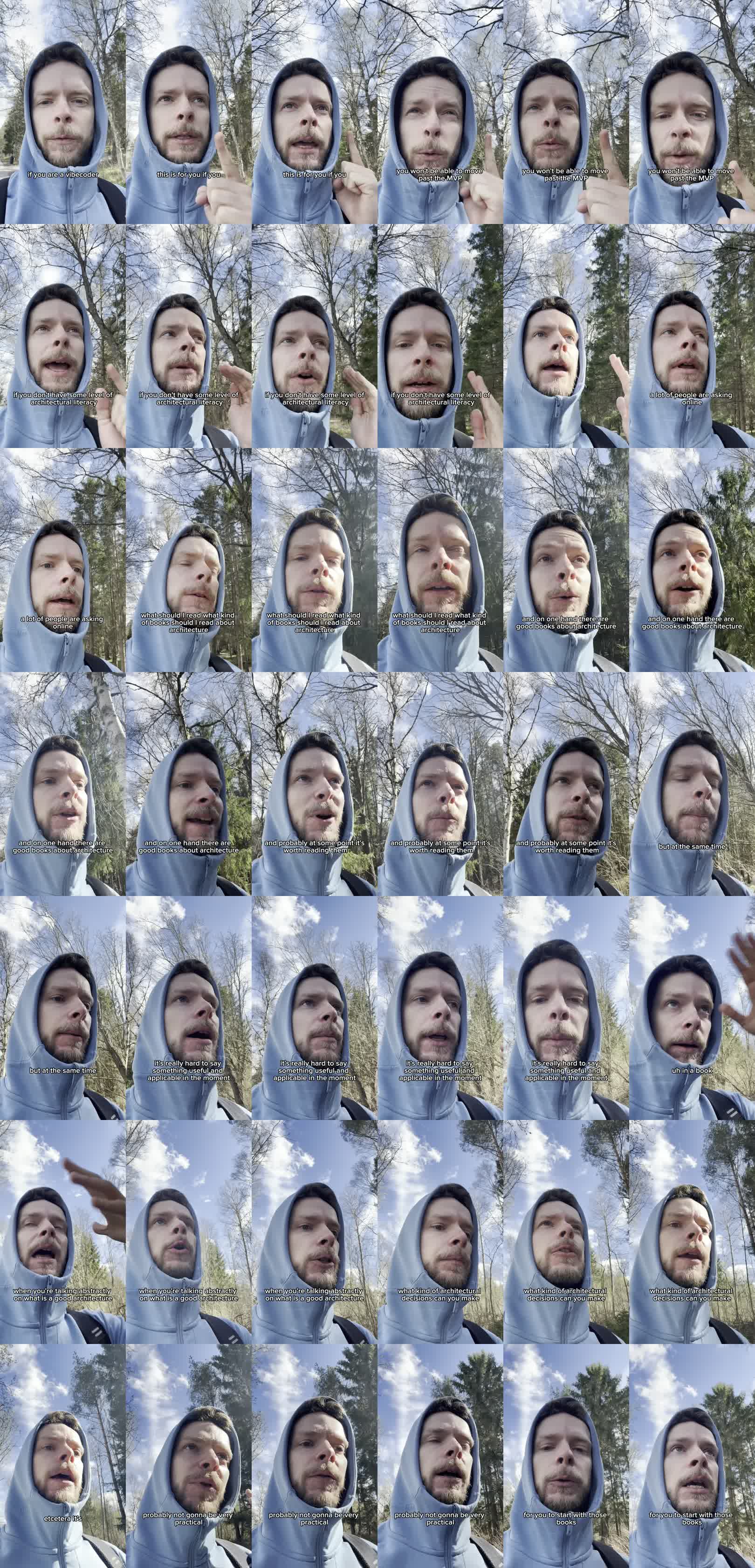 Contact sheet from the architecture literacy video