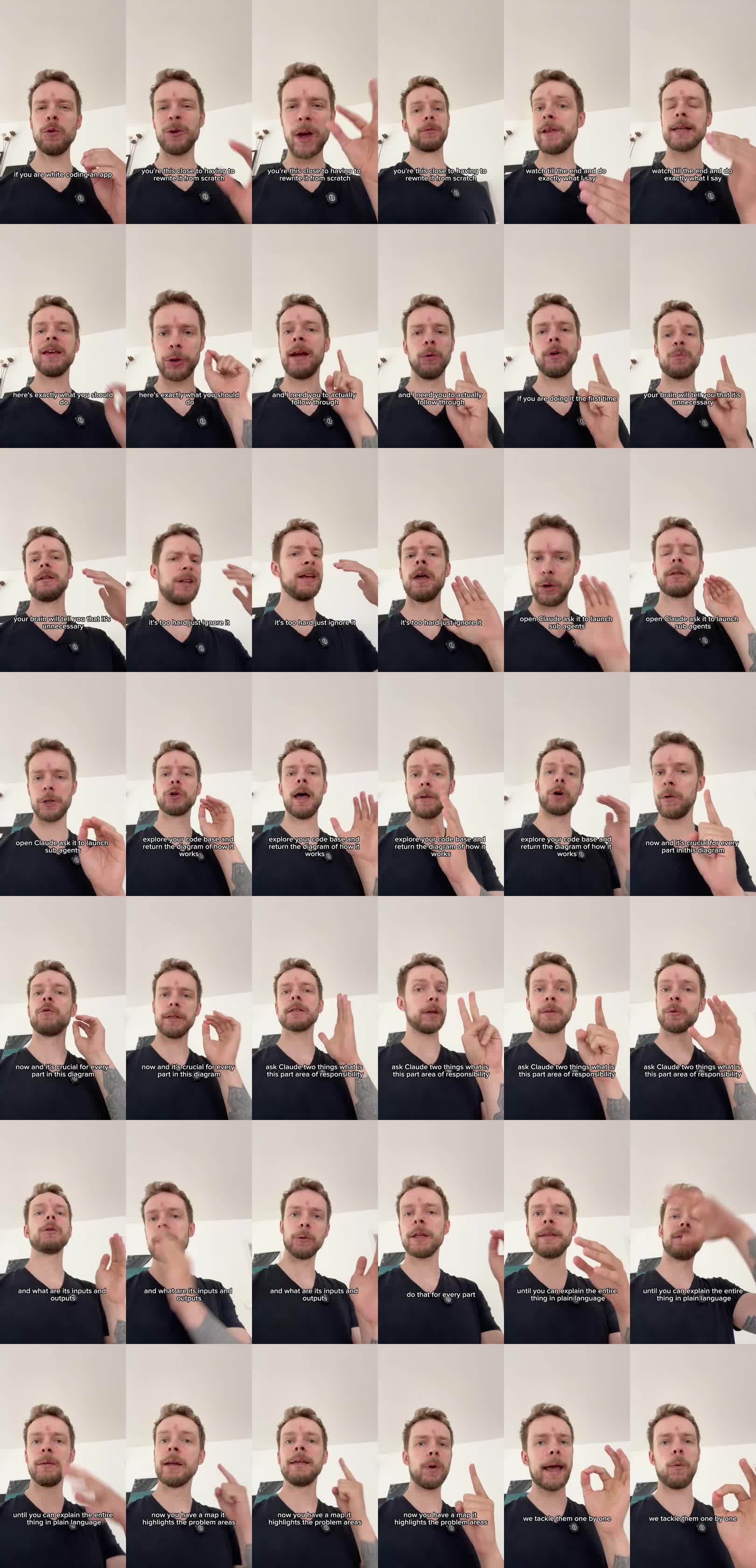 Contact sheet from the codebase mapping video